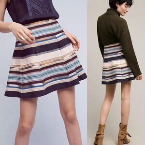 NWT Anthropologie Chloe Oliver Hayley Skater Mini Skirt Multicolor Striped sz 6